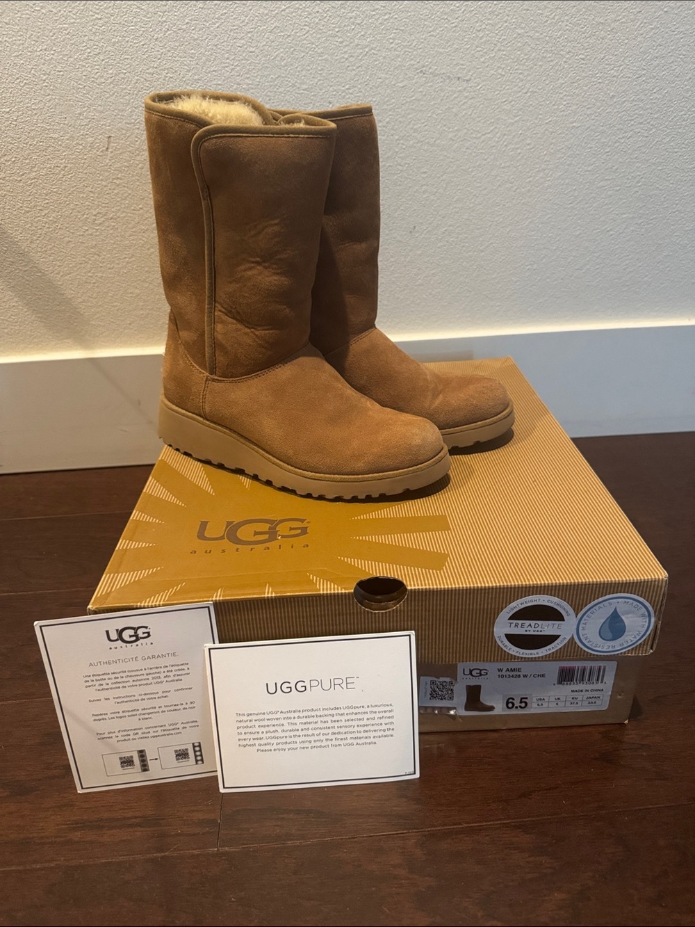 UGG Chestnut Suede Mid-Calf Shearling-Lined Boots